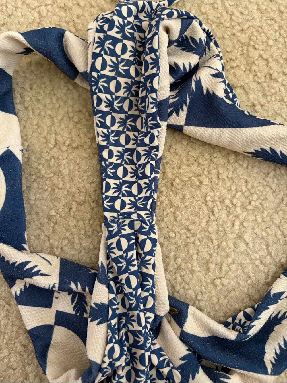 Rip Curl Blue and White Palm-Print Triangle Bikini Set REVERSIBLE - Picture 8 of 8